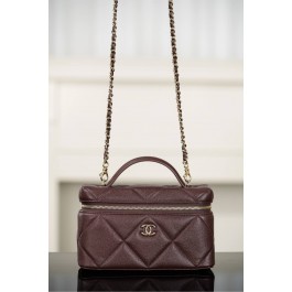 [팬더] 샤넬 25 직사각 베니티 케이스 캐비어 골드 다크브라운