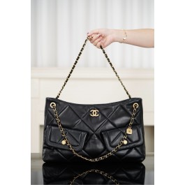 [팬더] 샤넬 25 골드메탈 램스킨 쇼퍼백 블랙