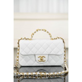 [팬더] 샤넬 25 램스킨 체인 탑 핸들 골드메탈 백 화이트