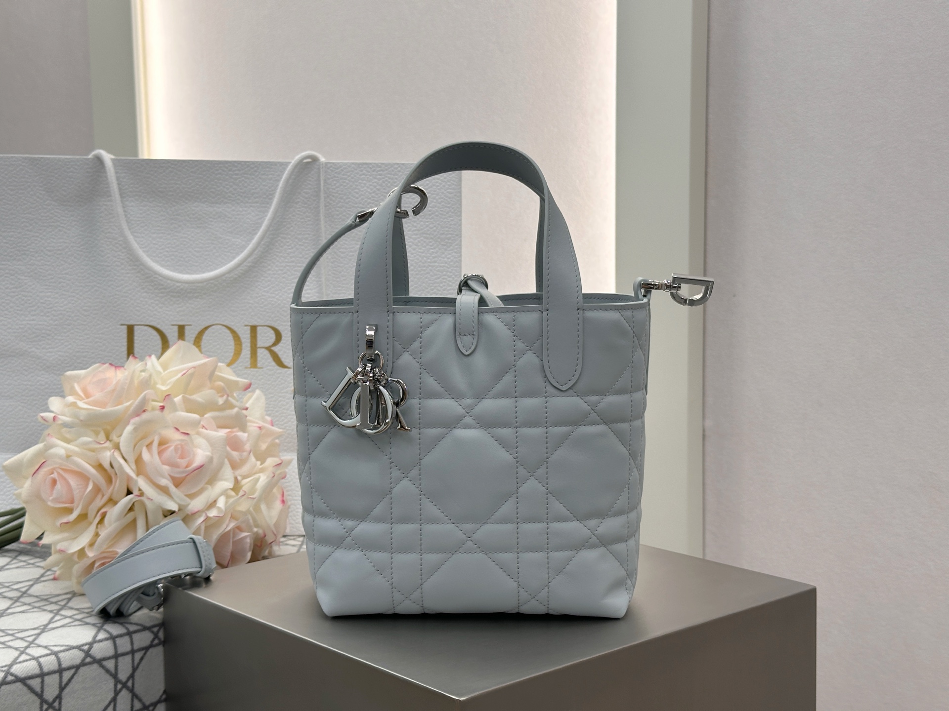 [팬더샵] 디올 뚜주흐 버티컬 토트백 플라시드 블루 스몰 16*18*12