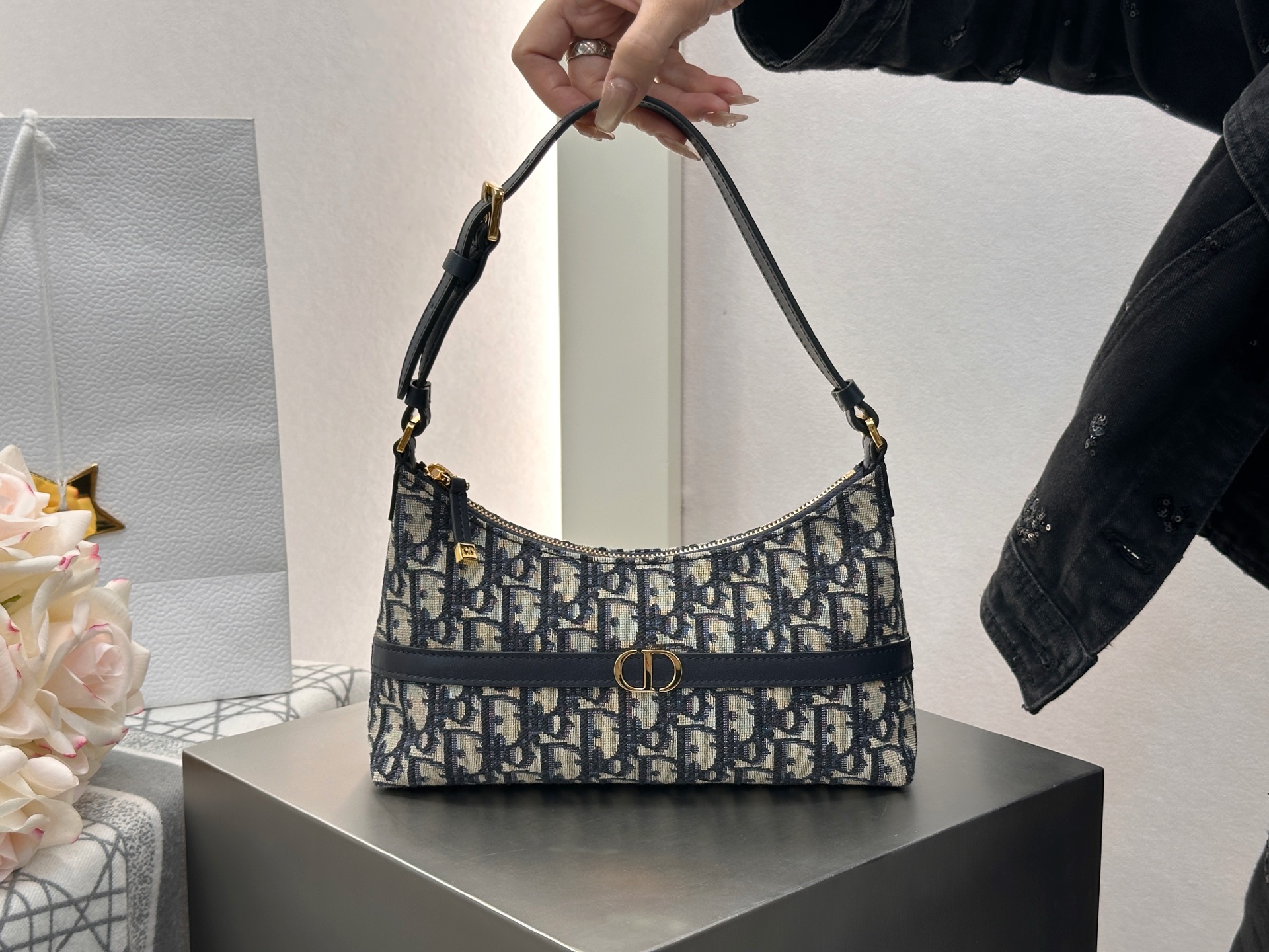 [팬더샵] 디올 30 몽테인 미니 호보백 오블리크 블루 24*14*6