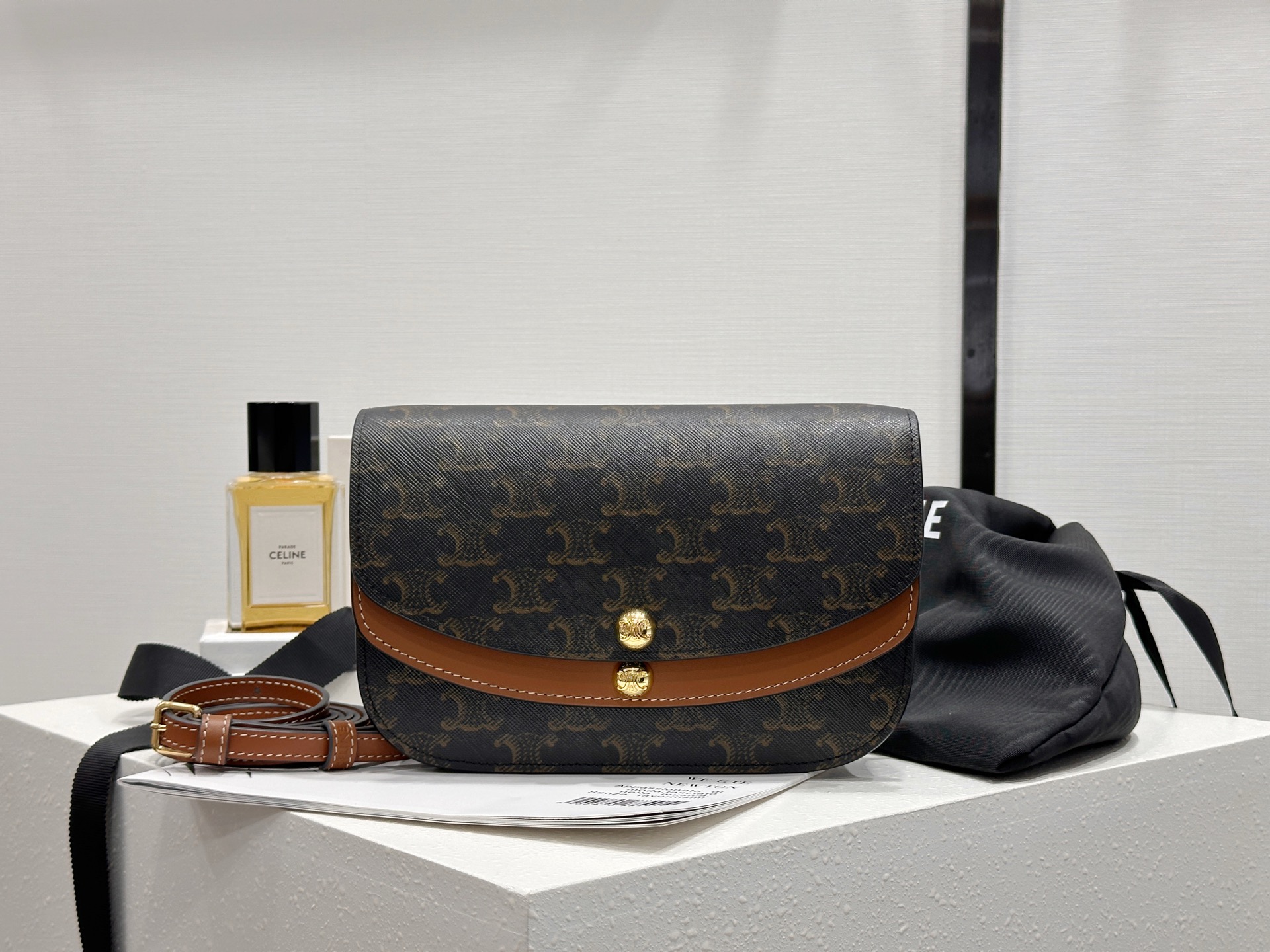 [팬더] 셀린느 듀오 크로스 바디 백 브라운 20*13*6