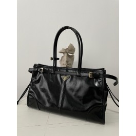 [블랙프라임] 프라다 보니 가죽 핸드백 블랙 38*24*12