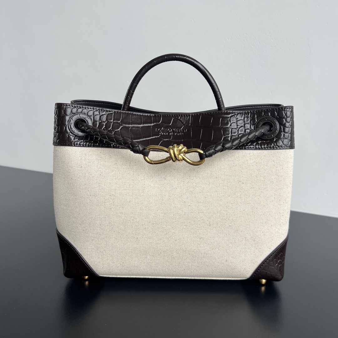 [징] 보테가 안디아모 캔버스 탑 핸들백  블랙/베이지 32.5*24*12