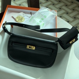 [찡댄] 에르메스 켈리 무브 벨트백 블랙 금장/은장