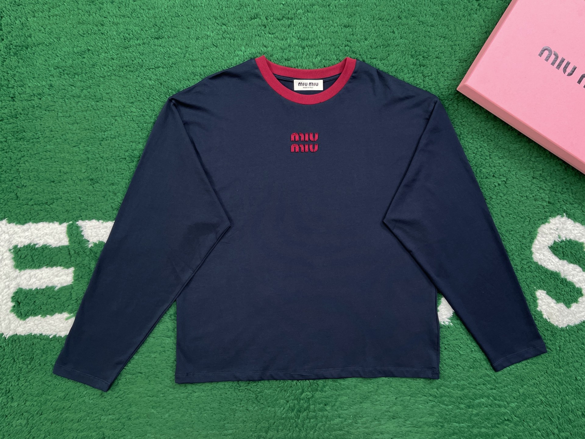 [레어샵] 미우미우  저지 롱 티셔츠 네이비