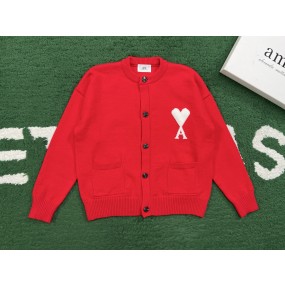 [레어샵] 아미 아미드 꾀흐 하트 울 가디건 레드